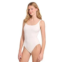 Summer Flirtt Maillot de bain une pièce en jacquard à col rond et dos nu pour femme