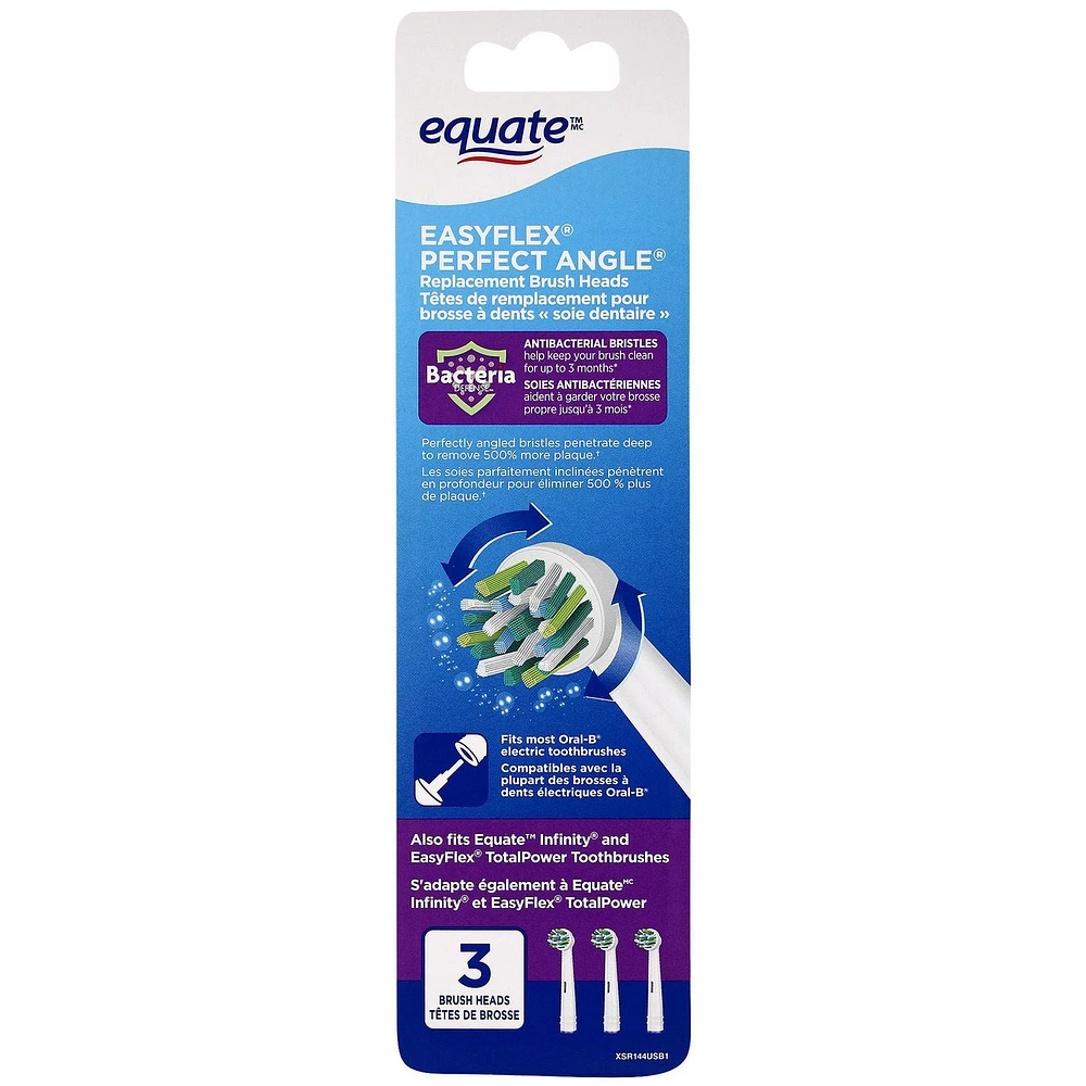 Equate™ Easy Flex Perfect Angle Replacement Brush Heads, 3 Replacement Brush Heads