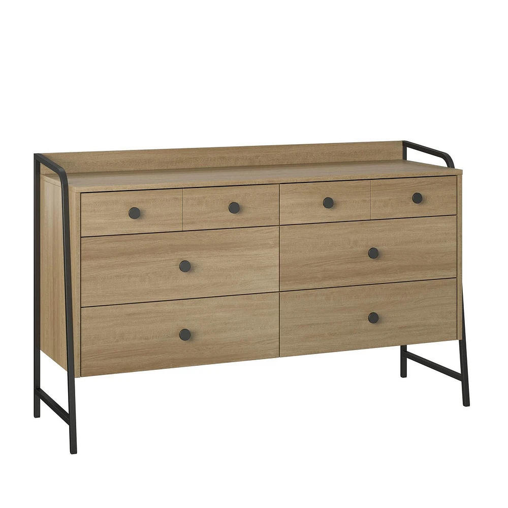 Novogratz Bushwick Wide 6 Drawer Dresser, Natural