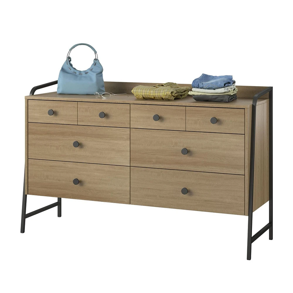 Novogratz Bushwick Wide 6 Drawer Dresser, Natural