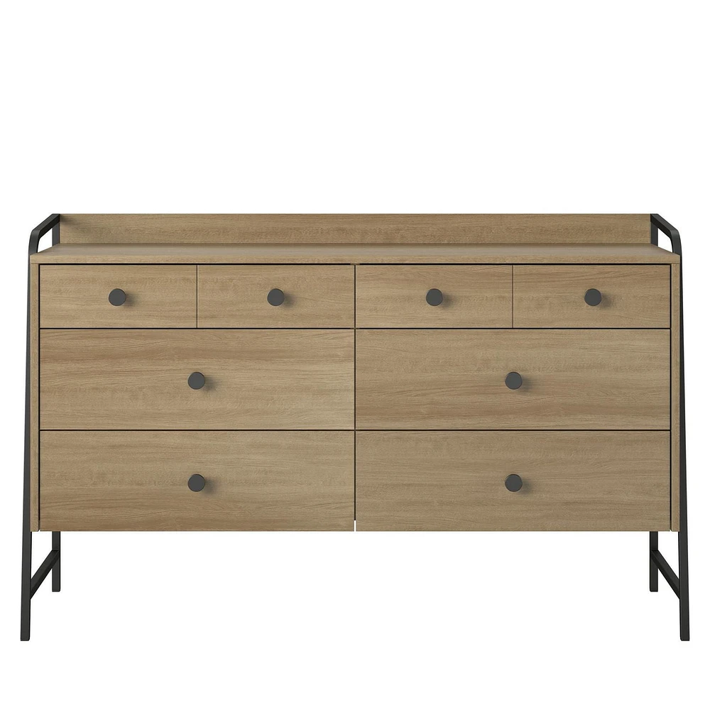 Novogratz Bushwick Wide 6 Drawer Dresser, Natural