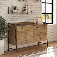 Novogratz Bushwick Wide 6 Drawer Dresser, Natural