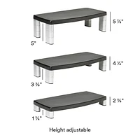 3M™ Adjustable Monitor Stand MS90B, Black & Silver, Extra Wide, 12 in x 20 in x 5.875 in