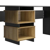 Bureau à 2 plateaux Nelson de Novogratz, blanc et naturel