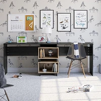 Bureau à 2 plateaux Nelson de Novogratz, blanc et naturel
