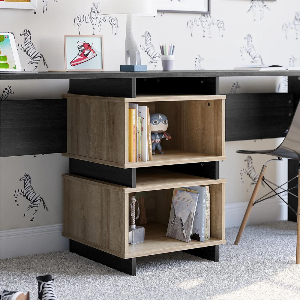 Bureau à 2 plateaux Nelson de Novogratz, blanc et naturel