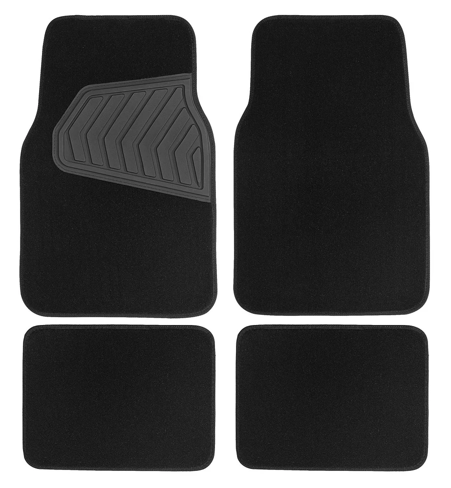 4PC CARPET CAR MAT TUFTED BLACK, 4 PIECES