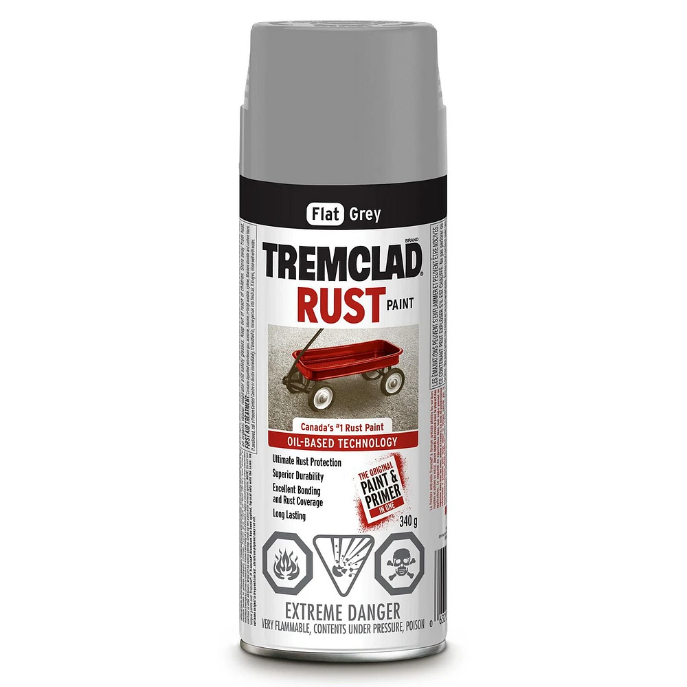 Tremclad Flat Grey Rust Paint, 340 g