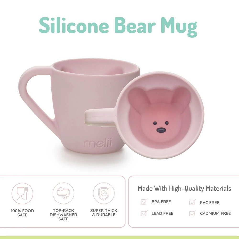 melii Silicone Bear Mug for Toddlers and Kids - Pink