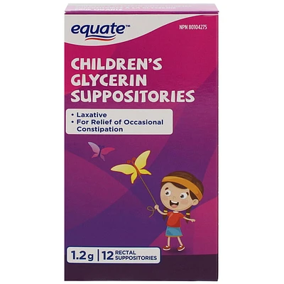 Suppositoires à la glycérin pour enfants Equate 12 Suppositoires rectaux