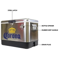 Corona 54-Quart Ice Chest Cooler with Bottle Opener, 51L, Holds 85 Cans