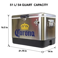 Corona 54-Quart Ice Chest Cooler with Bottle Opener, 51L, Holds 85 Cans