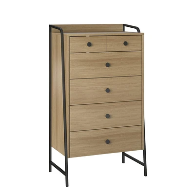 Novogratz Bushwick Tall 5 Drawer Dresser, Natural