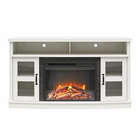 Ameriwood Home Barrow Creek Fireplace Console with Glass Doors for TVs up to 60", Black Oak