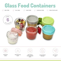 melii Glass Baby Food Freezer Jars, Snack Container with Lids, BPA Free, Microwave & Dishwasher safe