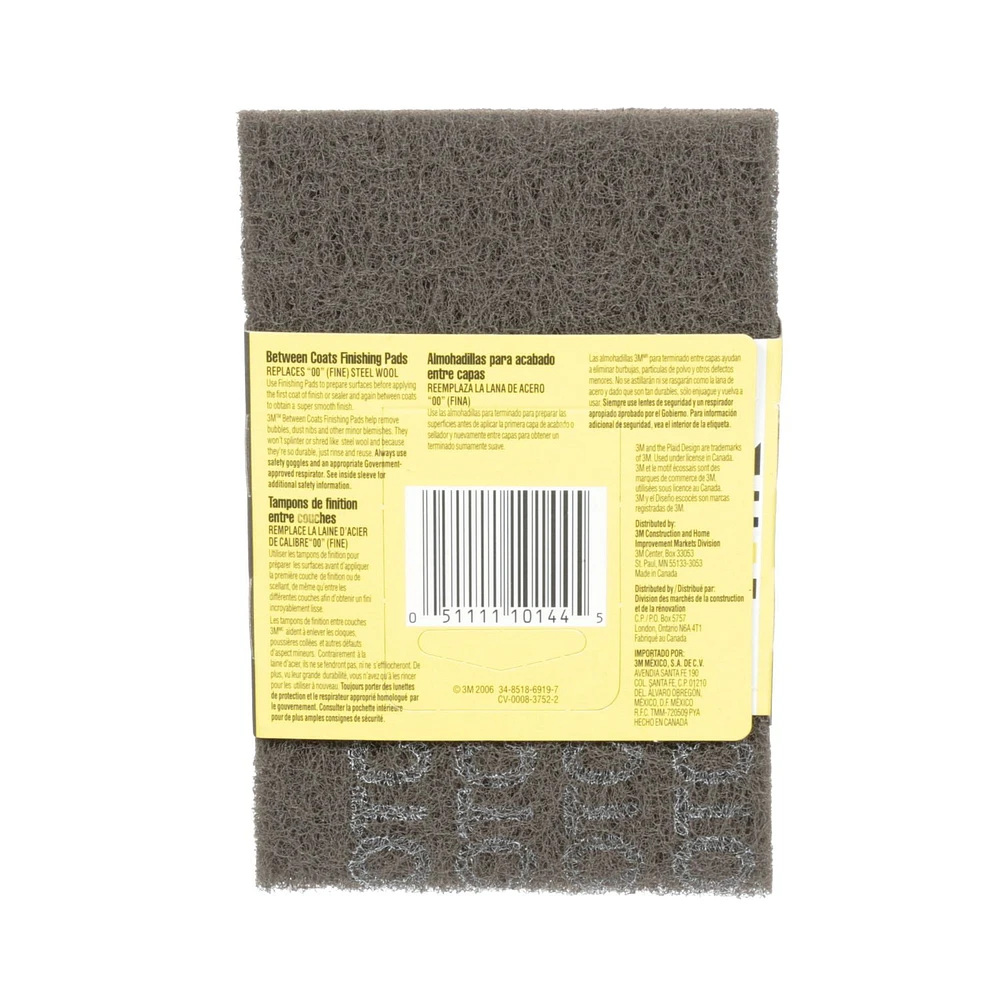 3M™ Between Coats Finishing Pads 10144NA, Open Stock, 3 3/4 in x 6 in x 5/16 in, 12/Case