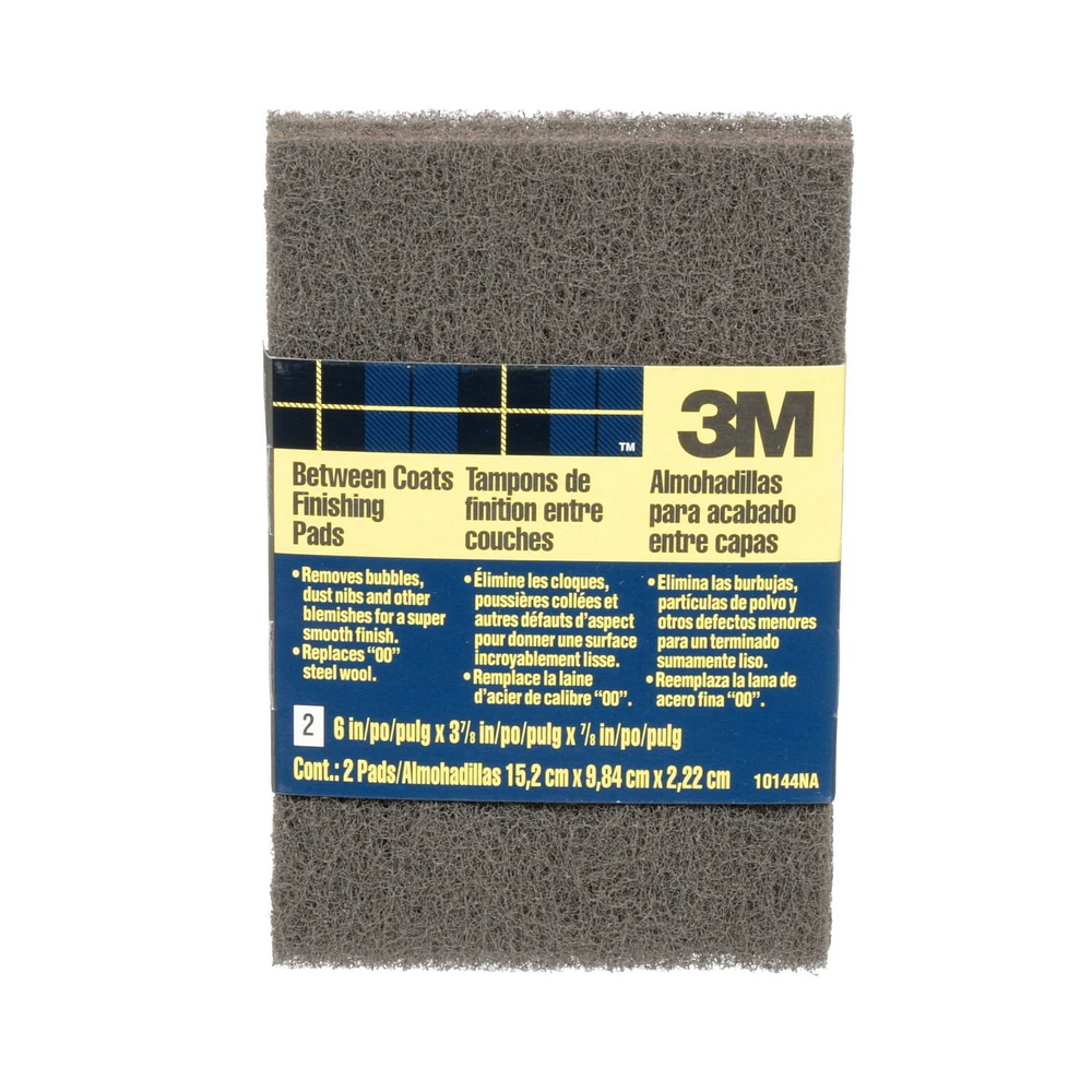 3M™ Between Coats Finishing Pads 10144NA, Open Stock, 3 3/4 in x 6 in x 5/16 in, 12/Case