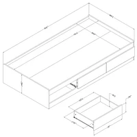 Mates Bed with 3 Drawers from the collection Hourra South Shore