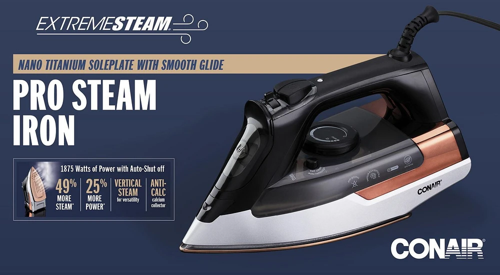 Conair Extreme Steam 1875 Watt Pro Steam Iron, Pro Steam Iron