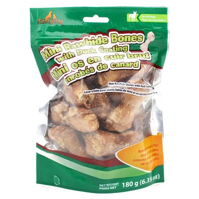 MeatyWay Mini Rawhide Bones Duck Coating Dog Treats