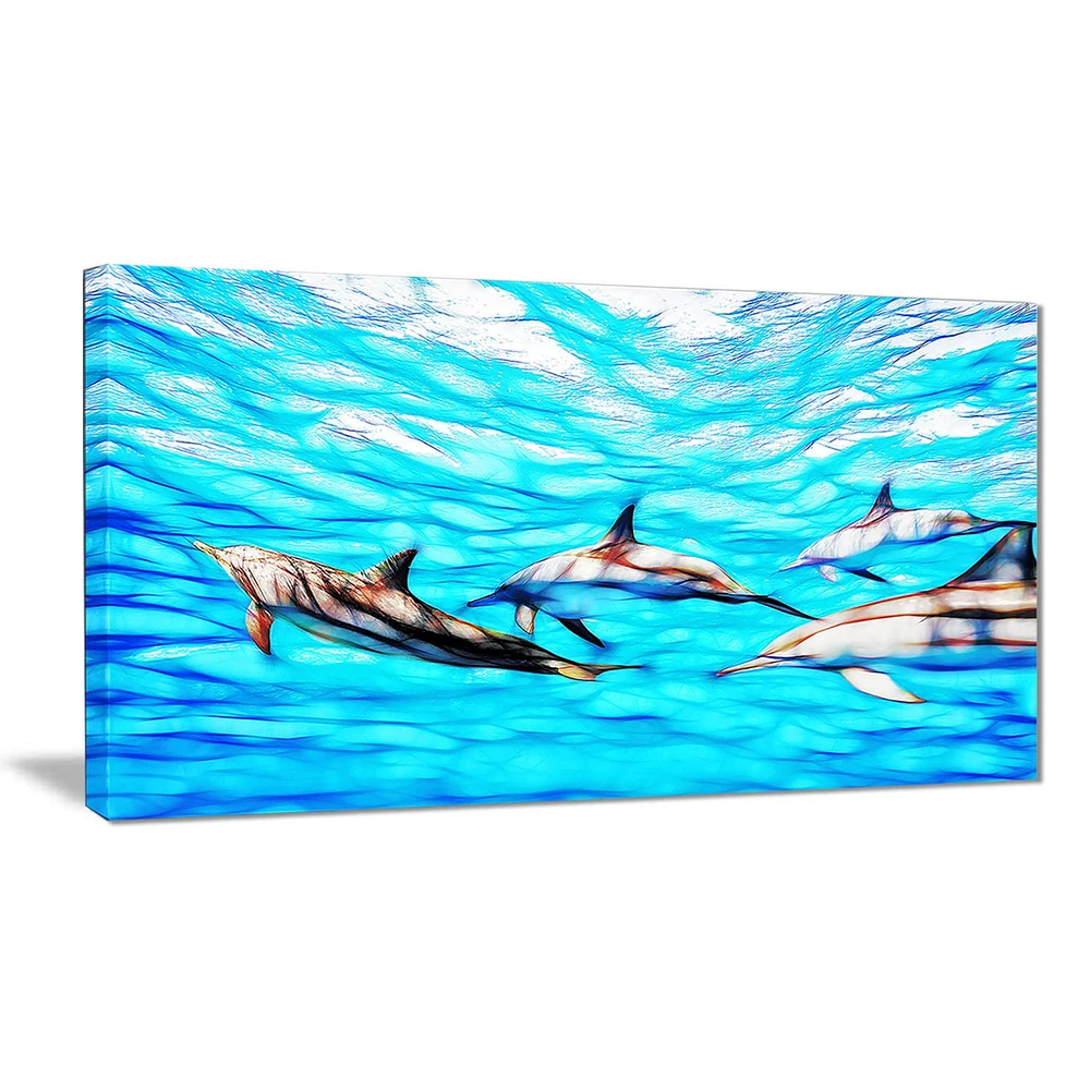 Design Art Family of Dolphins Canvas Wall Art