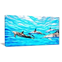 Design Art Family of Dolphins Canvas Wall Art