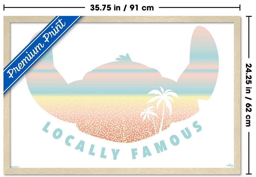 Disney Lilo and Stitch: Beach Vibes - Locally Famous Wall Poster, 14.725" x 22.375" Framed