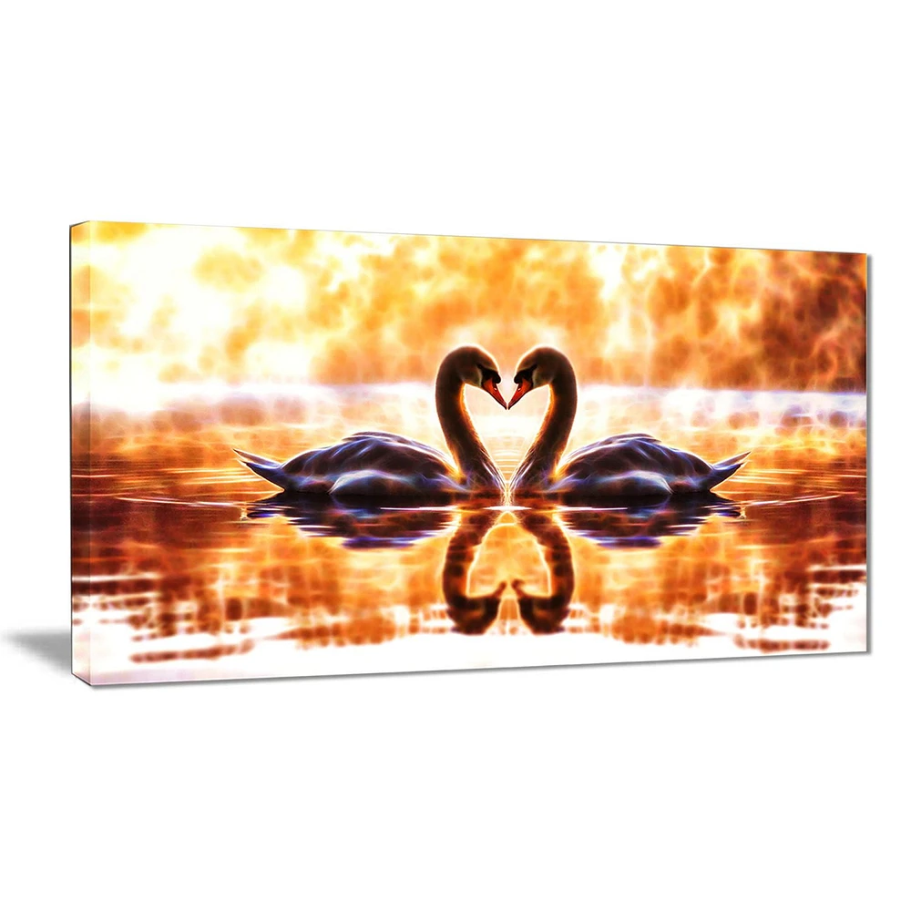 Design Art Swooning Swans Canvas Wall Art