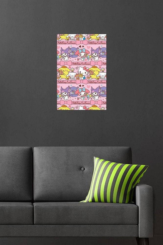 Hello Kitty and Friends: 25 Snack Time - Collage Wall Poster, 14.725" x 22.375" Framed