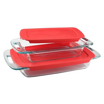 Pack économique de 4 pièces Pyrex® Easy Grab 2 pintes et 3 pintes oblongues