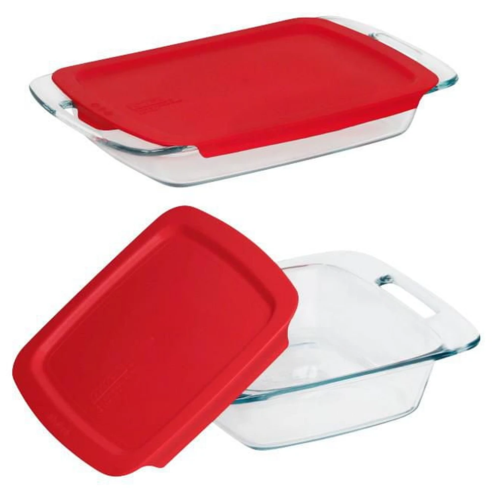 Pyrex® Easy Grab 4 Piece Value Pack; 9x13 oblong, 8x8 square, 13x9 oblong, 8x8 square