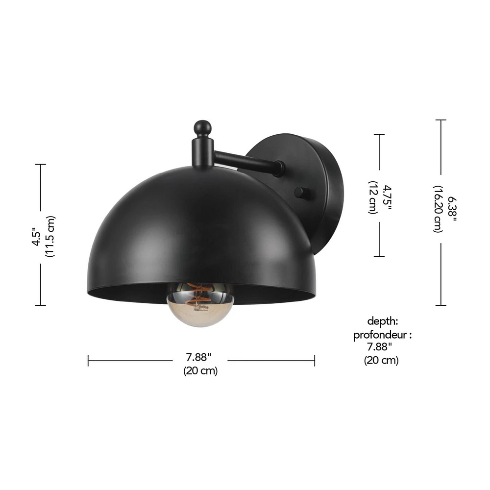 1-Light Matte Black Wall Sconce