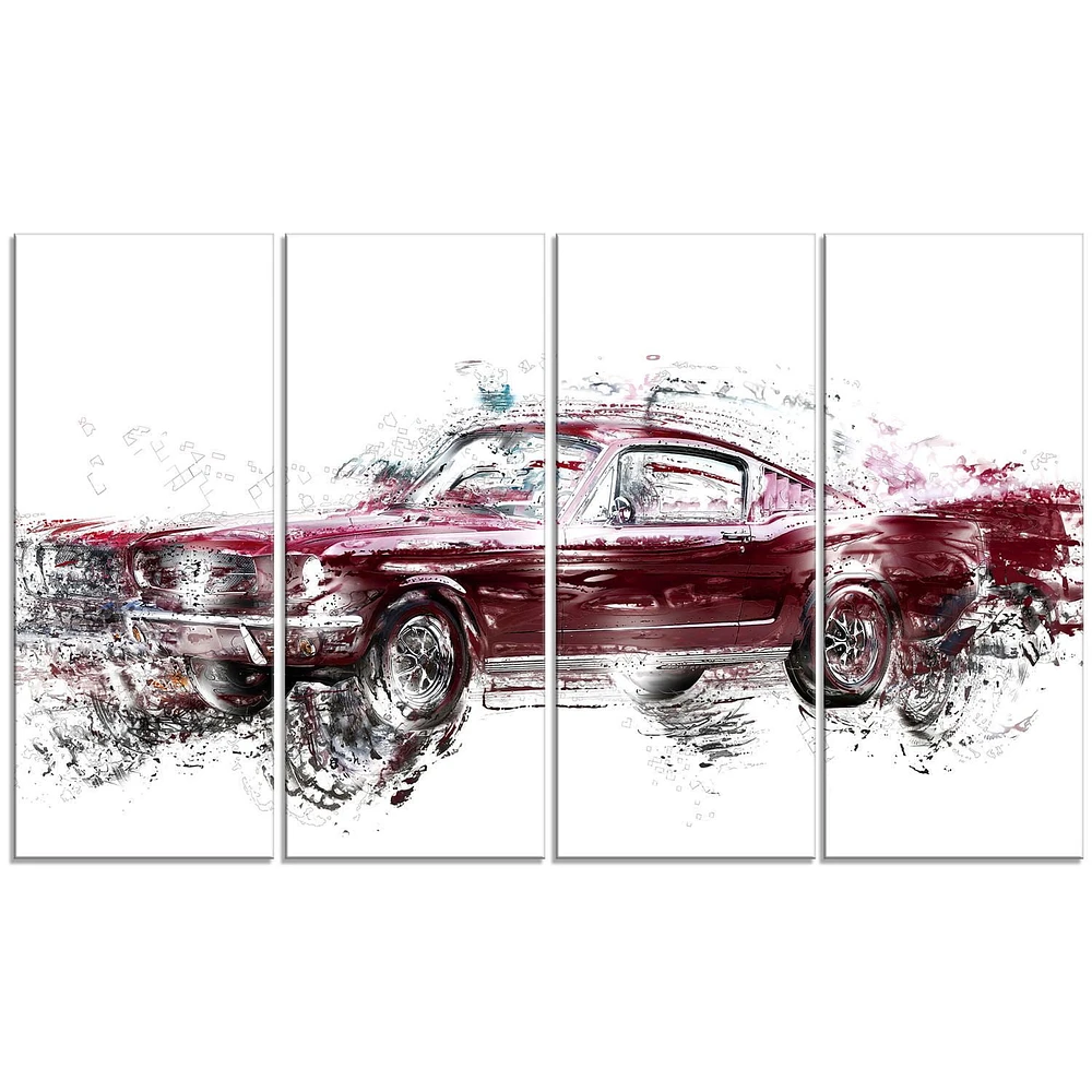 Design Art Wine Colored Muscle Car Canvas Wall Art