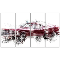 Design Art Wine Colored Muscle Car Canvas Wall Art