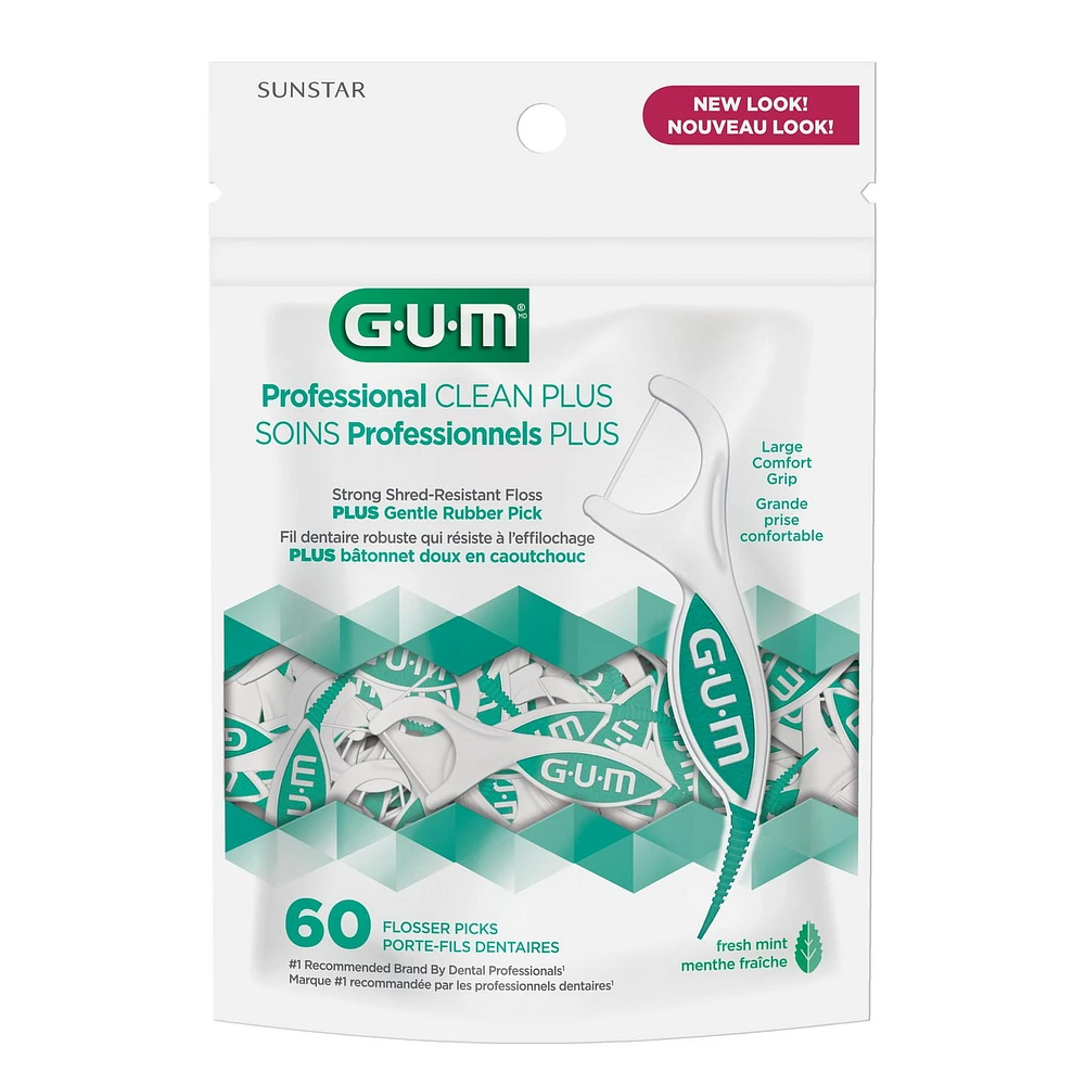Porte-fil dentaire Soins Professionnels PLUS de GUMᴹᴰ, Menthe 60 Piéces