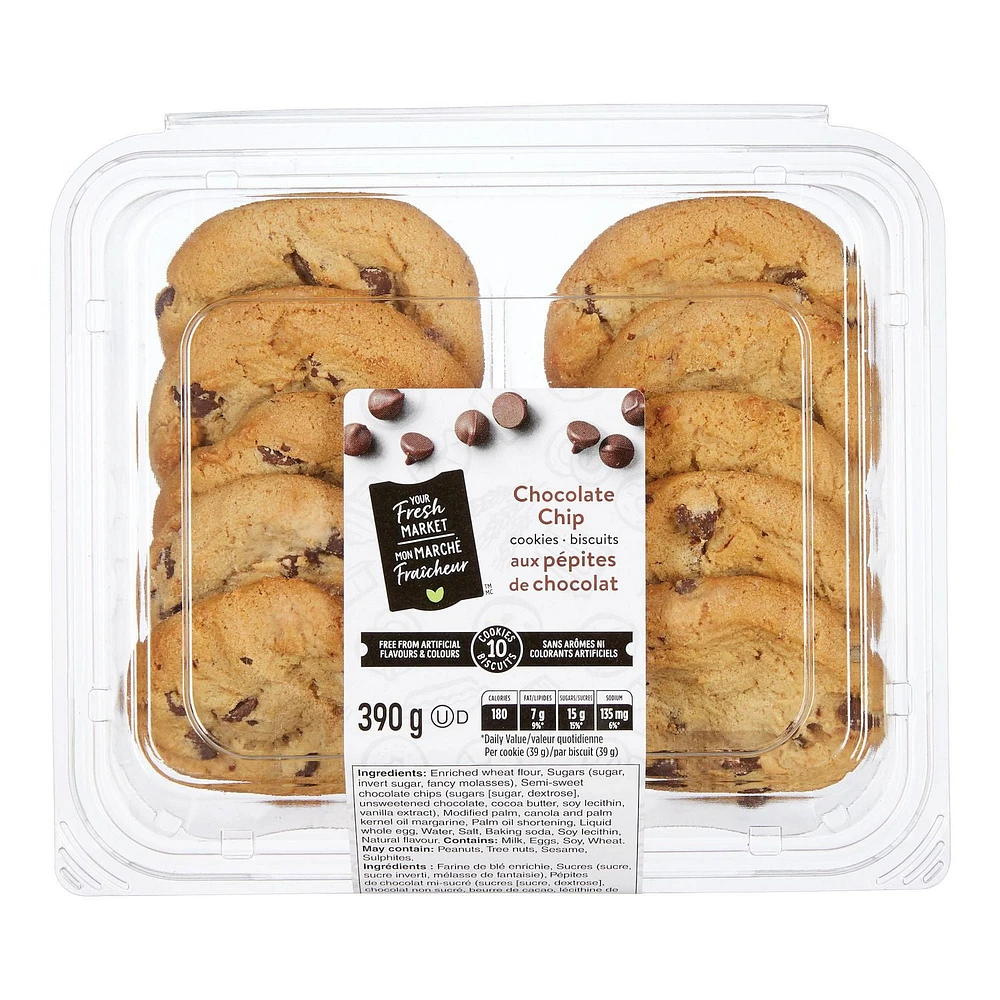 Biscuits aux pépites de chocolat Mon marché fraîcheur 10 biscuit - 390 g