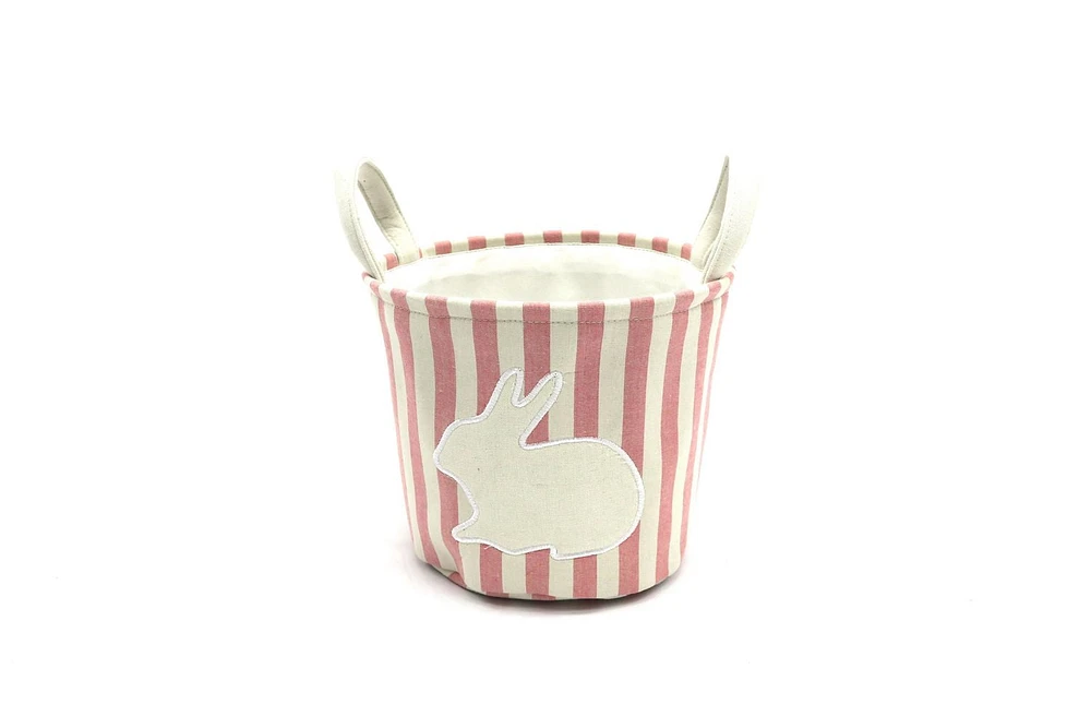 Easter Striped Bunny Fabric Basket, Pink