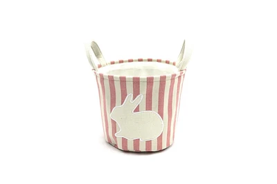 Easter Striped Bunny Fabric Basket, Pink