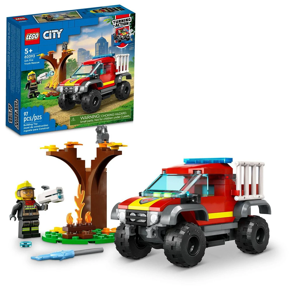 LEGO City 4x4 Fire Engine Rescue Truck Toy Set 60393, Includes 97 Pieces, Ages 5+