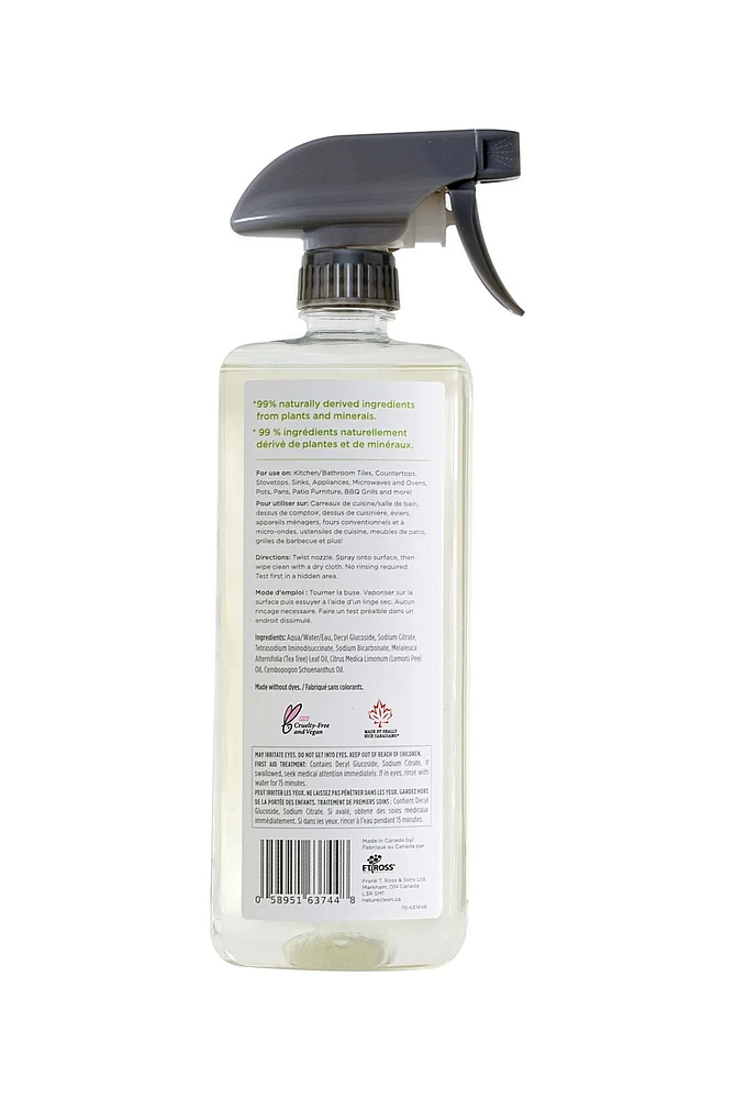 Nature Clean Multi-Surface Cleaner Spray Lemon Verbena 740ml, NC Surface Spray Lemon