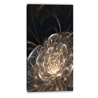 Design Art Fractal Flower with Golden Rays Floral Canvas Art Print