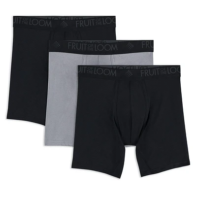 Fruit of the Loom Men's Breathable Micro-Mesh Boxer Brief, 3-Pack