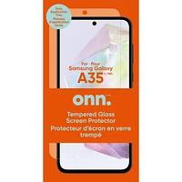 onn. Premium Japanese Tempered Glass Screen Protector for Samsung Galaxy A35 with Easy Application Tray, Scratch and Impact Absorbing