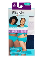 Women's Plus Size Fit for Me® by Fruit of the Loom® Breathable Micro-Mesh Brief Panty, 4-Pack, Sizes: 9-13