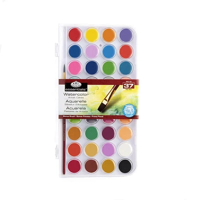 Royal & Langnickel - 36 Color Watercolor Artist Paint Cake Set with Brush, 36 Watercolor Cakes