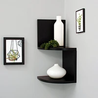 hometrends Black Corner Shelf Set, Set of 2, 7¾" x 7¾" x 7¾"