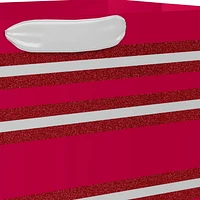 Hallmark 20" Oversized Gift Bag (Red and White Stripe, Glitter) for Christmas, Holidays, Birthdays and More.