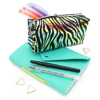 Pen+Gear Iridescent Animal Print Pencil Pouch with Zebra Stripe Design