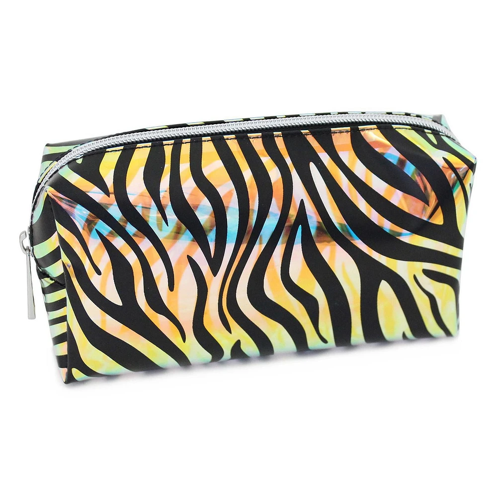 Pen+Gear Iridescent Animal Print Pencil Pouch with Zebra Stripe Design