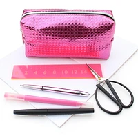 Pen+Gear Metallic Pink Pencil Pouch with Diamond Embossed Pattern